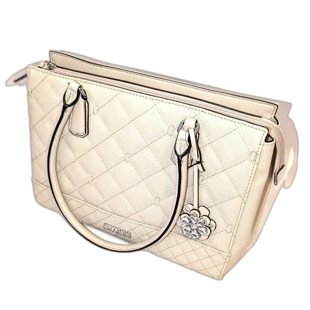 NWT Guess | Gretna Satchel Shoulder Bag Purse in Stone Cream Tan | One Size